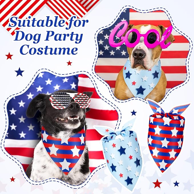 Preboun 50 Pcs Patriotic Dog Bandanas Bulk 4th of July Bandanas - Image 4