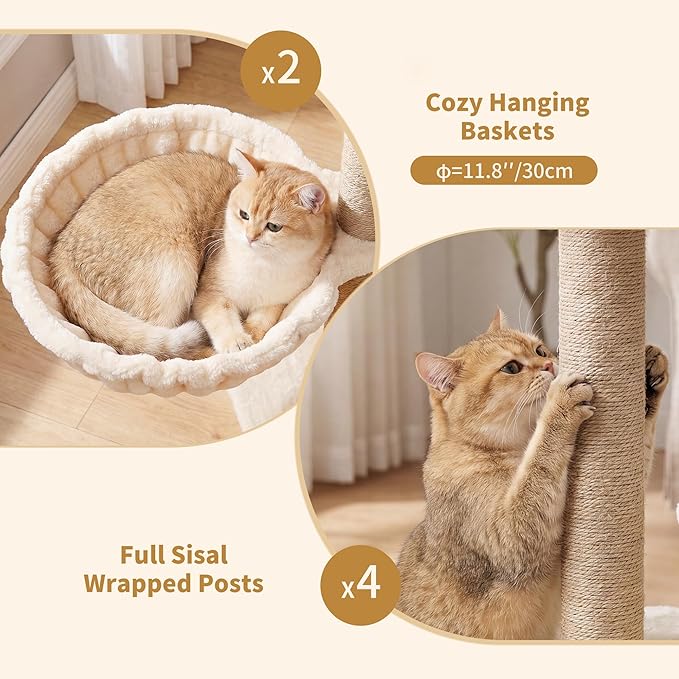 Heybly Cat Tree with Reinforced Big Base, 41.3-Inch Sturdy Cat Tower - Image 7