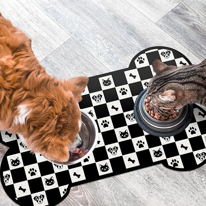 Pet Dog Cat Food Mat, Absorbent Bone Shaped Dog Bowl Mats - Image 7