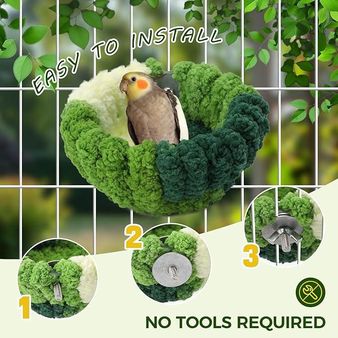 Admaison Bird Nest for Cage, Plush Hanging Bird Bed for Parakeet, Breeding Bird - Image 3