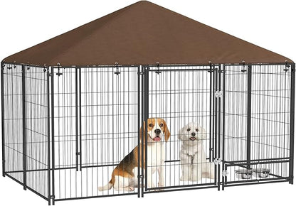 PawHut Outside Dog Kennel, 6.9' x 4.6' x 5' Puppy Play Pen w/Canopy, Secure Lock by PawHut