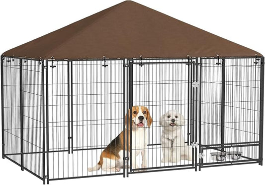 PawHut Outside Dog Kennel, 6.9' x 4.6' x 5' Puppy Play Pen w/Canopy, Secure Lock by PawHut