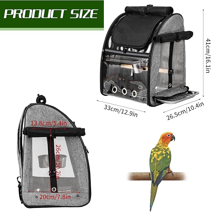 Bird Carrier Bag with Indestructible Stainless Steel Mesh, Bird Travel Cage - Image 4