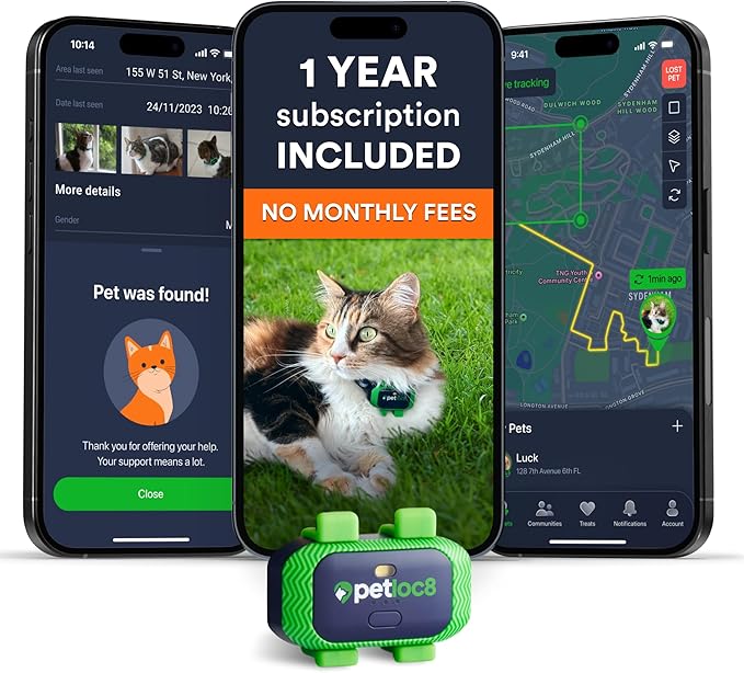 Petloc8 Cat GPS Tracker – Smallest Waterproof Pet Tracking Device by PetLoc8