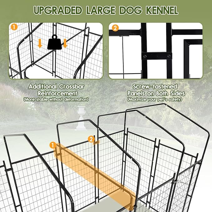 8x4x6 FT Dog Kennel Outdoor for Large Dogs, Dog Enclosure Dog Cage Pet House - Image 7
