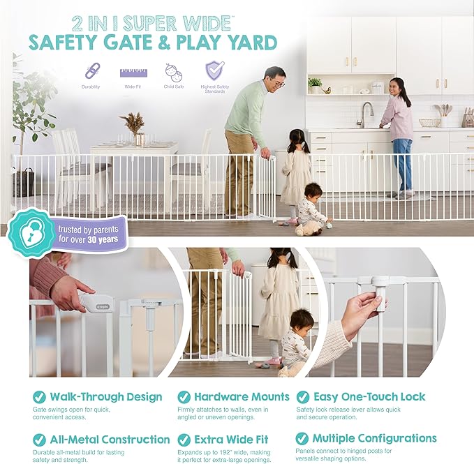 Regalo Safety 192" Super Wide Baby Gate & Play Yard, 2-in-1 Convertible Extra - Image 4