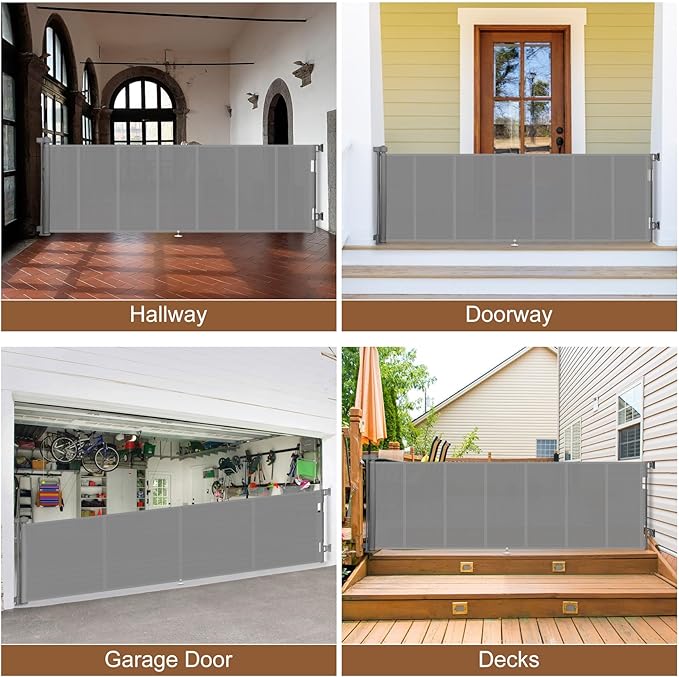 Miumoon 150 inch Retractable Baby Gates 34 inch Tall, Retractable Gate - Image 7