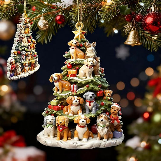 Christmas Ornaments Dog, 2025 Relief Christmas Tree Ornaments Dog Lovers by Unknown