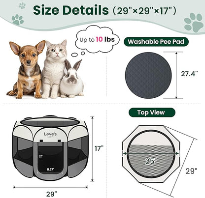Love's cabin Dog Playpen with Washable Pee Pad, Puppy Pet Cat Playpen Small - Image 3