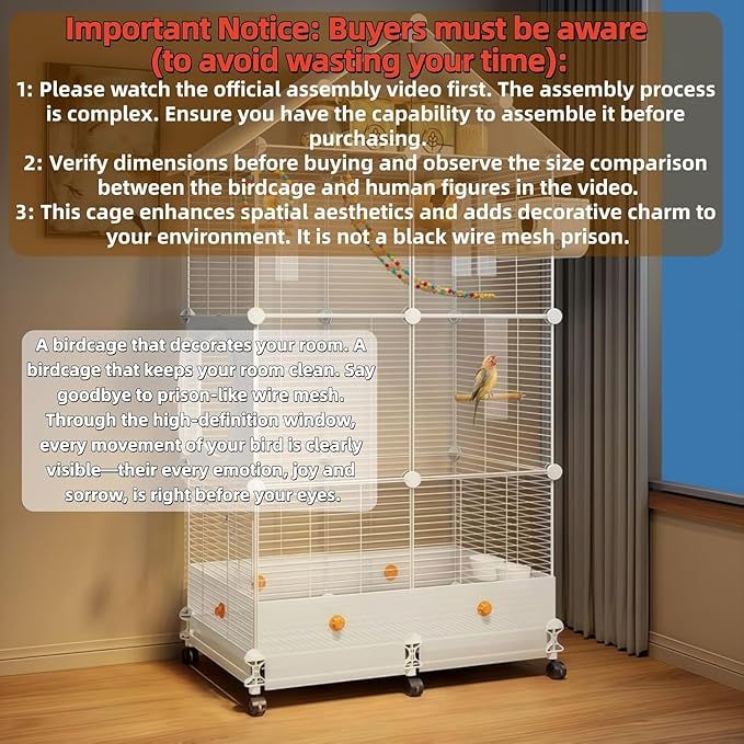 60in Large Flight Bird cage, Equipped - Image 5