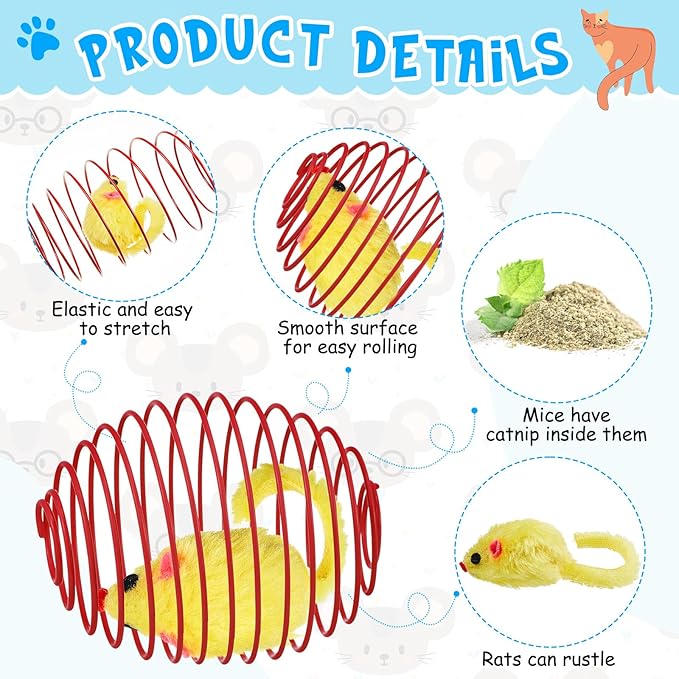 Jecery 5 Pcs Cat Spring Balls Toys Stretchable Rolling Balls Colorful Playful - Image 3