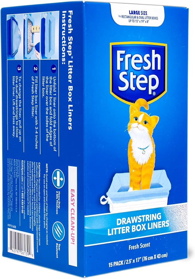 Fresh Step Drawstring Cat Litter Box Liners Scented Heavy Duty Kitty Litter - Image 3