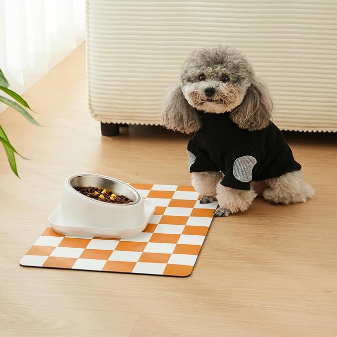 Checkered Dog Feeding Mat, Absorbent Mats - Image 2