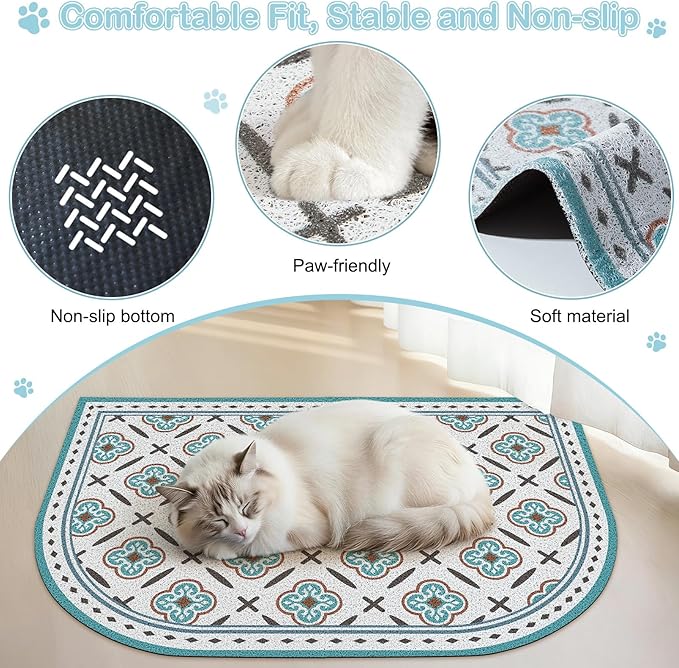 Glittme 33"X22" Arch Shape Cat Litter Mat Trapping Pad Soft Loop-Mesh Litter - Image 3