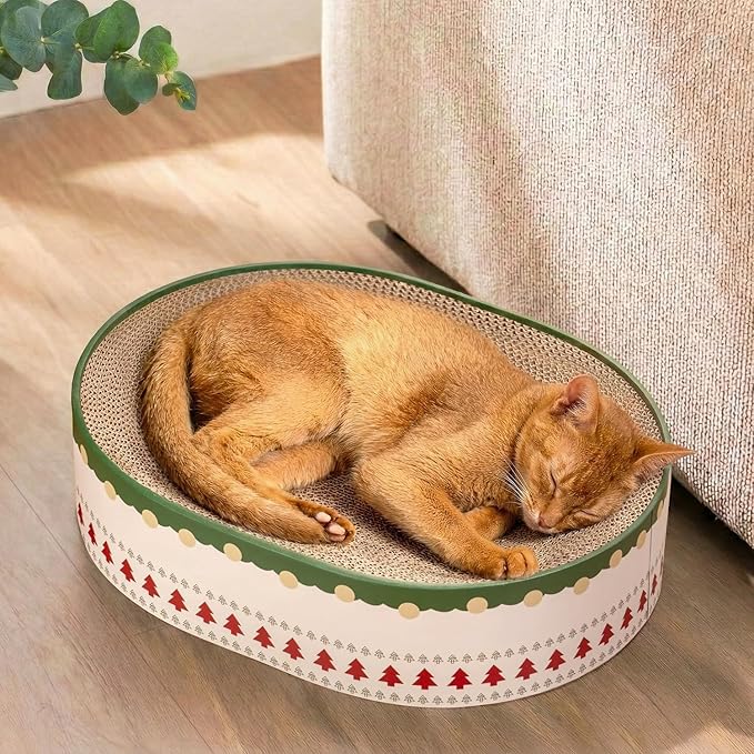 Conlun Cat Scratcher Bed, 2 in 1 Oval Cat Scratching Board by Conlun