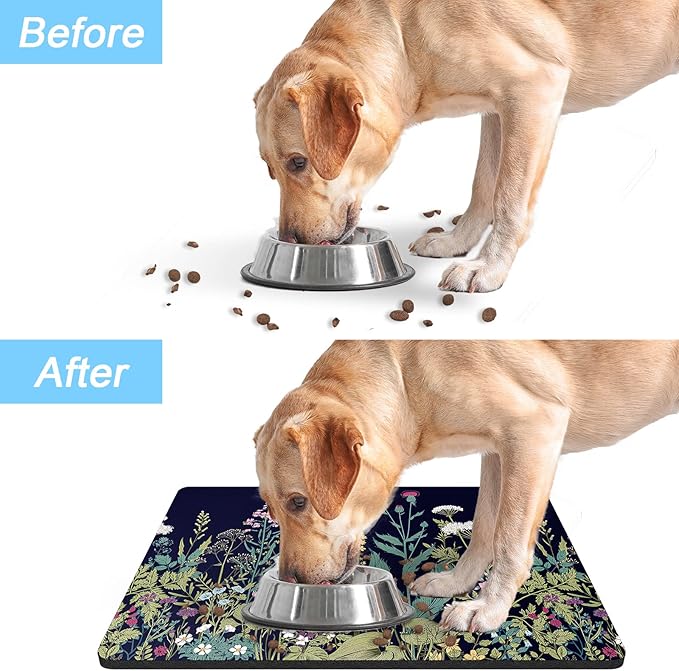Rnivvi Dog Food Mat, Cute Anti-Slip Rubber Pet Feeding Rug Protect Floors - Image 6
