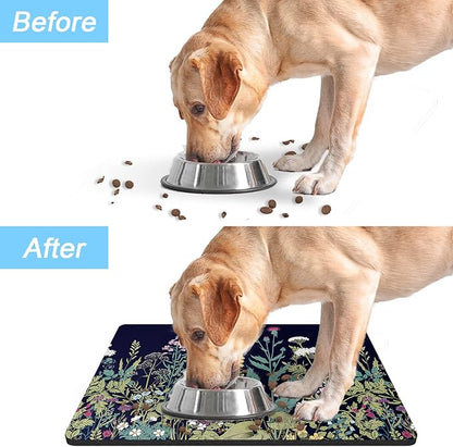 Rnivvi Dog Food Mat, Cute Anti-Slip Rubber Pet Feeding Rug Protect Floors - Image 6
