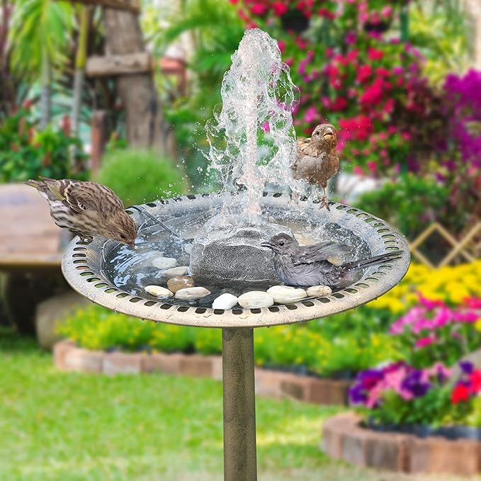 Saillong Bird Bath Water Fountain, Granite Air Pump Rock - Image 2