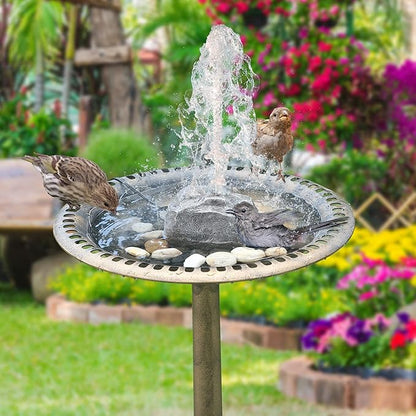 Saillong Bird Bath Water Fountain, Granite Air Pump Rock - Image 2
