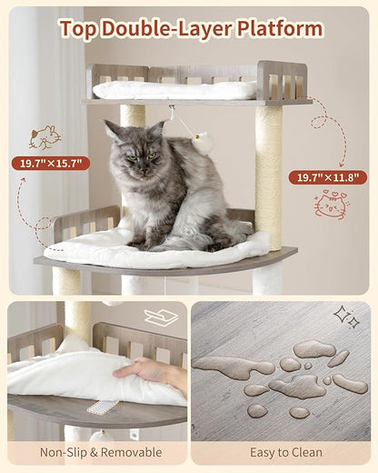 Heybly Cat Tree, 70.5 Inch Wood Tall Cat Tower - Image 4