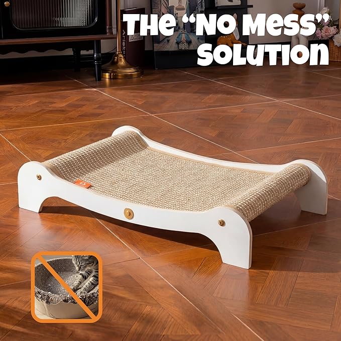 Cat Scratcher Bed for Indoor Cats, Large Wooden Hammock - Image 5
