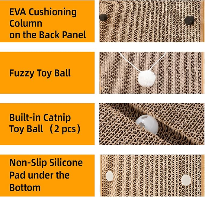 27.6 Inch Reinforced Cat Scratcher, L-Shaped Wall Mount Scratching Post - Image 4