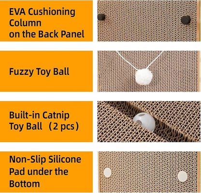 27.6 Inch Reinforced Cat Scratcher, L-Shaped Wall Mount Scratching Post - Image 4