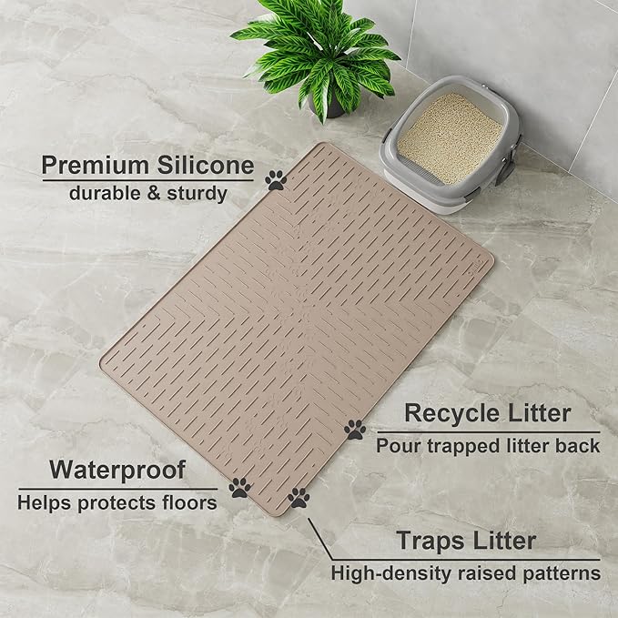OHMO Cat Litter Mat XXL Trapping Mat Premium Silicone Rubber 37.5x25.2 - Image 2