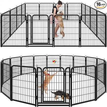 Kfvigoho Dog Playpen Outdoor Extra Wide 16 Piece Panels Heavy Duty Dog Fence by Committedtobetterpetlife