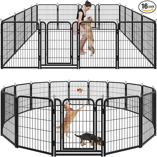 Kfvigoho Dog Playpen Outdoor Extra Wide 16 Piece Panels Heavy Duty Dog Fence by Committedtobetterpetlife