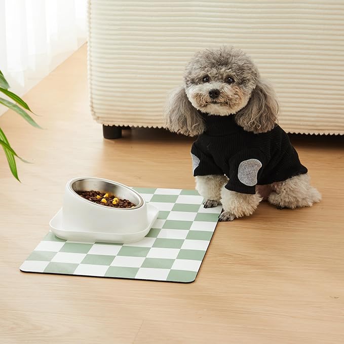Checkered Dog Feeding Mat, Absorbent Mats - Image 2