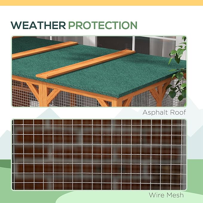 PawHut Catio Outdoor Cat Enclosure, Large Wood Kitten Cat House Enclosure - Image 4