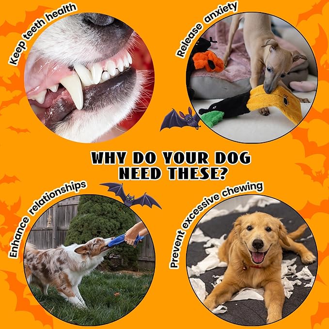 Nocciola 5 PCS Halloween Dog Squeaky Toys, No Stuffing Plush Dog Toys - Image 5