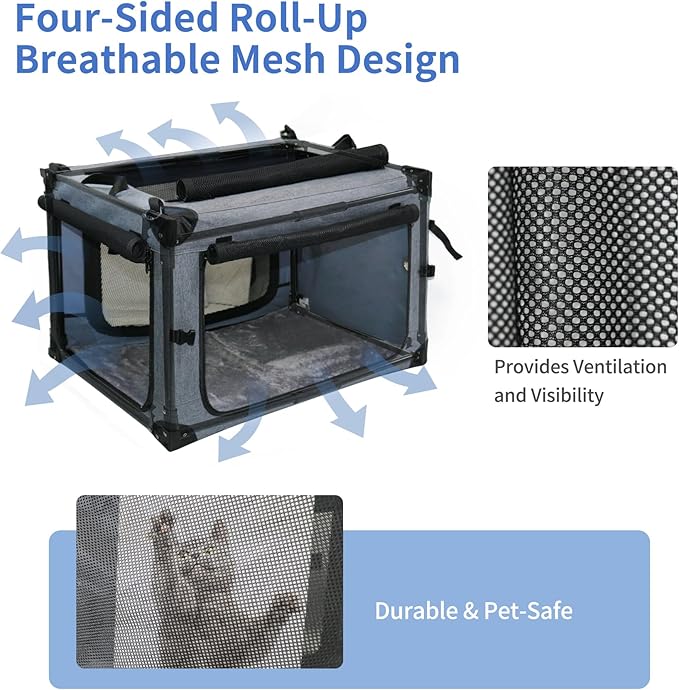 NEZUC Collapsible Dog Crates for Large Dogs Portable Soft Sided Travel Dog - Image 3