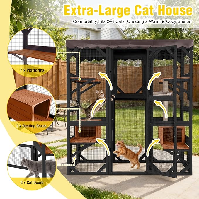 Aivituvin Catio Cat Enclosure Large Window Cat House - Image 4