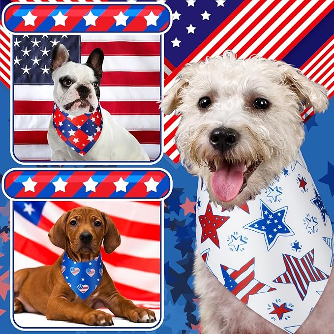 Preboun 50 Pcs Patriotic Dog Bandanas Bulk 4th of July Bandanas - Image 6