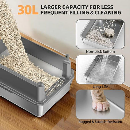 WoofiGo Enclosed Stainless Steel Cat Litter Box - Image 5