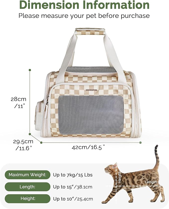 Homespon Soft-Sided Cat Carrier Dog Carrier, 34.5L Airline Approved Pet Carrier - Image 2