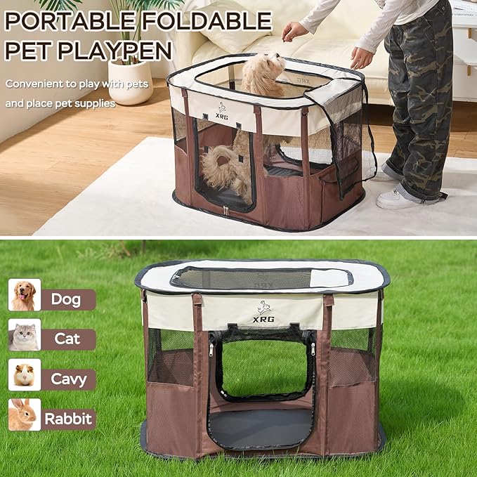 Portable Foldable Pet Playpen Collapsible Crates Kennel Playpen - Image 2