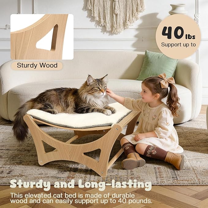 Cat Hammock Bed, Wooden Elevated Cat Beds - Image 4