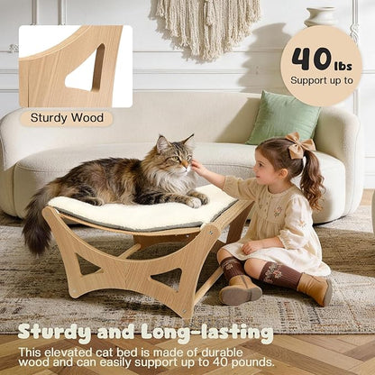 Cat Hammock Bed, Wooden Elevated Cat Beds - Image 4