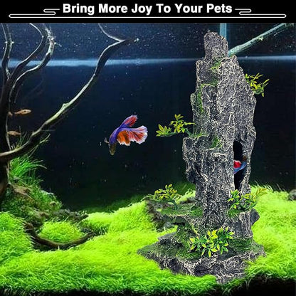 Aquarium Mountain View Stone Ornament Tree Rock Cave Aquarium Decorations Large - Image 2