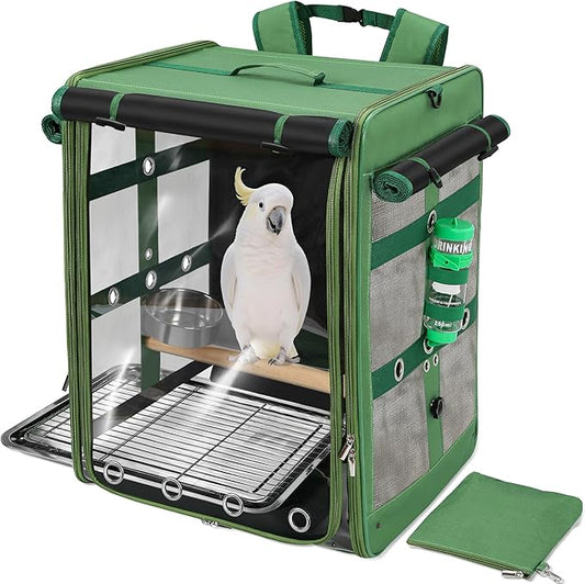 Bird Carrier Travel Cage, Cockatoo Carrier, Parrot Travel Backpack by Suertree