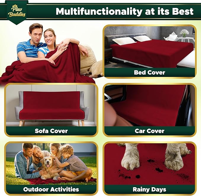 Paw Buddies Premium Waterproof Blanket 80"x90" Velvet-Feel Reversible Throw – - Image 4