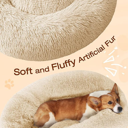 JOLLYVOGUE Dog Bed, Calming Anti-Anxiety Large Dog Bed, Fluffy Donut Cushion - Image 3