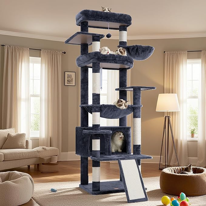 Heybly Tall Cat Tree for Large Cat, 80-inch Multi-Level Cat Tower for Indoor - Image 8