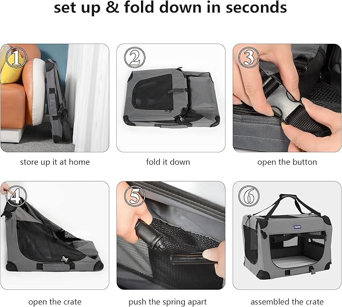Petprsco Portable Collapsible Dog Crate, Travel Dog Crate 24x17x17 - Image 6