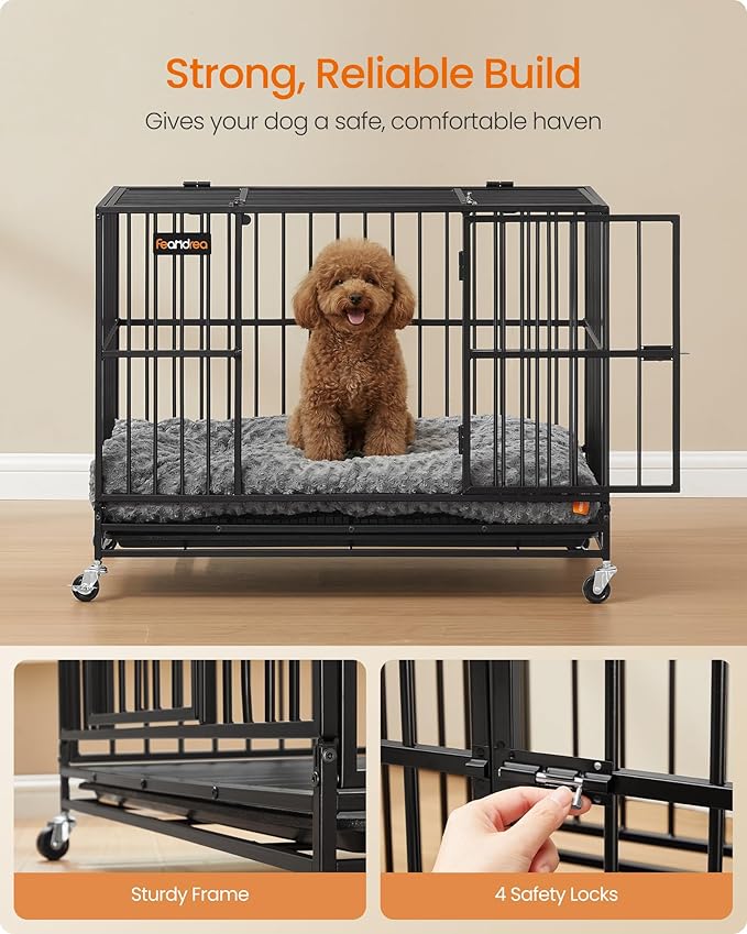 Feandrea Heavy-Duty Dog Crate, 5-Minute Quick Assembly, Foldable Dog Kennel Cage - Image 5
