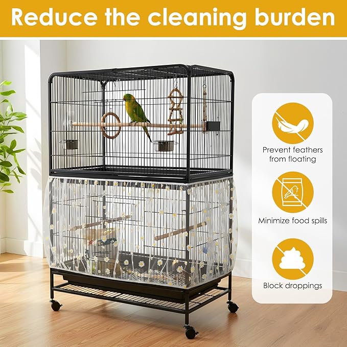 Universal Bird Cage Seed Catcher, Nylon Mesh Stretchy Skirt Bird Cage Net - Image 4