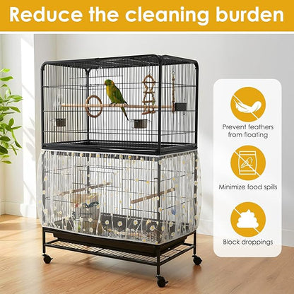 Universal Bird Cage Seed Catcher, Nylon Mesh Stretchy Skirt Bird Cage Net - Image 4